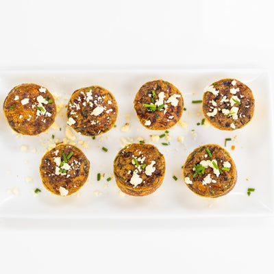 Air fryer egg bites with vegetables and feta – bariatric recipe by Celebrate Vitamins