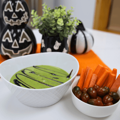 Green Goblin Dip with vegetables for dipping – bariatric recipe by Celebrate Vitamins