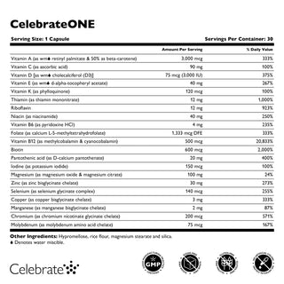CelebrateONE Once Daily Bariatric Multivitamin uden jern, kapsler