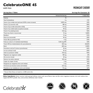 CelebrateONE 45 Bariatrisk multivitamin med jern, én gang dagligt, tyggetablet