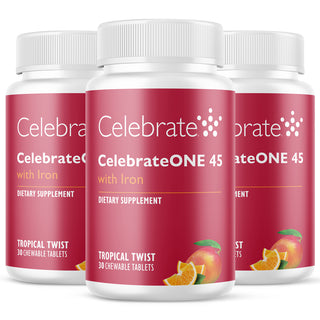CelebrateONE 45 Bariatrisk multivitamin med jern, én gang dagligt, tyggetablet