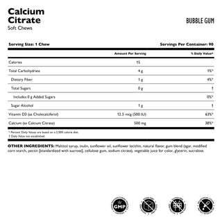 Calciumcitrat, bløde tyggetabletter