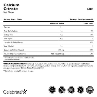 Calciumcitrat, bløde tyggetabletter