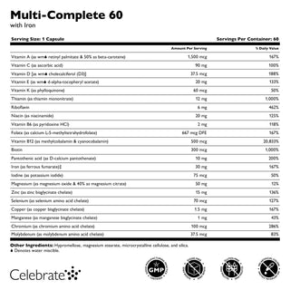 Multi-Complete 60 Bariatric Multivitamin med jern, kapsler