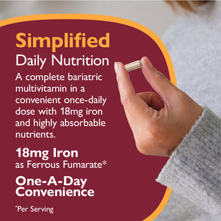 CelebrateONE 18 Bariatrisk multivitamin med jern, én gang dagligt, kapsler