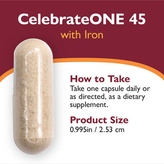 CelebrateONE 45 Bariatrisk multivitamin med jern, én gang dagligt, kapsler
