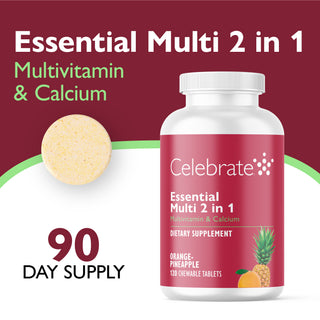 Essential Multi 2 i 1 Multivitamin med calcium, tyggetabletter