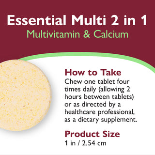 Essential Multi 2 i 1 Multivitamin med calcium, tyggetabletter