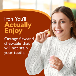 Jern 18 mg + Vitamin C, Tyggetablet, Orange 