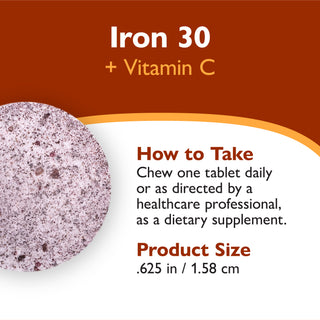 Jern 30 mg + Vitamin C, Tyggetablet, Grape 