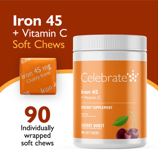 Jern 45 mg + C-vitamin, bløde tyggetabletter