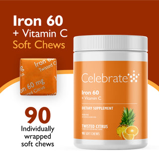 Jern 60 mg + C-vitamin, Soft Chews, Twisted Citrus