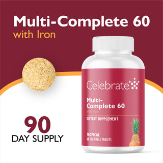 Multi-Complete 60 Bariatric Multivitamin med jern, tyggetabletter, Tropical