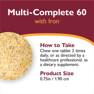 Multi-Complete 60 Bariatric Multivitamin med jern, tyggetabletter, Tropical